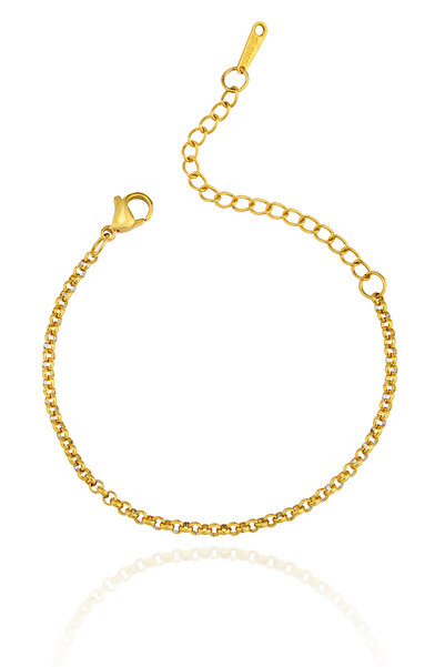 Cosmia Shine سوار سلسلة رولو ذهبي من الفولاذ المقاوم للصدأ 316L - مقاوم للماء...