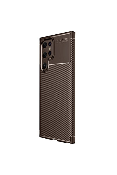 NewFace حافظة سامسونج جالاكسي S25 الترا غطاء كربون بتركيز تلقائي - بني