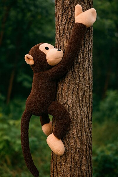 Kartoy Elleri Yapışan Oyun Ve Uyku Arkadaşı Peluş Maymun Oyuncak Sarılan Maym...