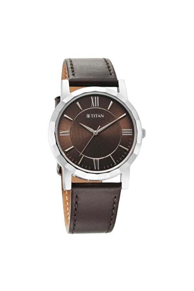 Titan ساعة كاريشما زينج كوارتز تناظرية بمينا بني وسوار جلدي للرجال