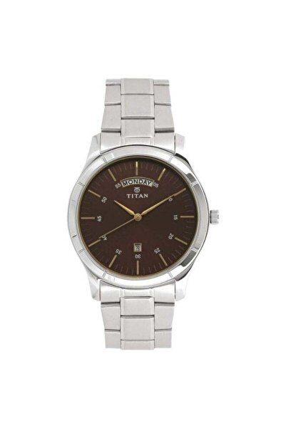 Titan ساعة رجالية 1767SM03 - علبة من الفولاذ المقاوم للصدأ، مينا بنقوش، سوار ...