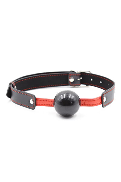 Ohmama Calus cu bila BDSM, Ball Gag Fetish, curea reglabila, piele ecologica, negru/rosu