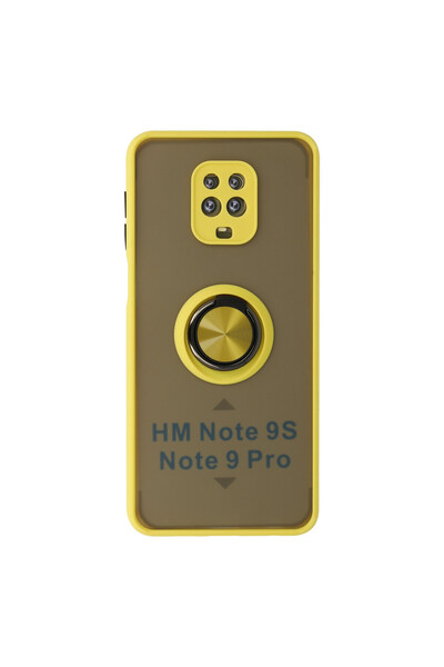 NewFace غطاء حماية سيليكون لهاتف Xiaomi Redmi Note 9 Pro مونتريال مع حلقة - أصفر