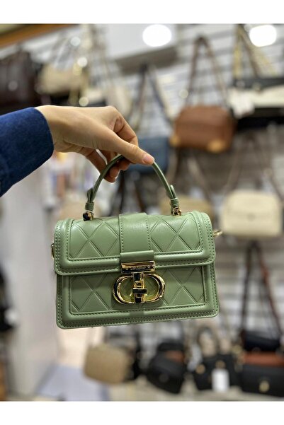 Levidor Khaki Baklava Patterned Lockable Women's Hand and Shoulder Bag -930423