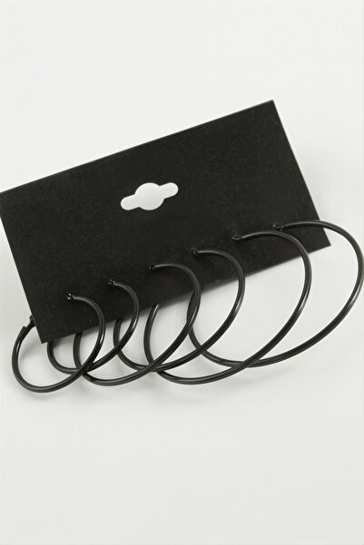 ZERO LAND 1592427739 أقراط دائرية معدنية رفيعة (192724) 6 قطع - أسود