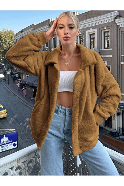 COOLHILL Mock Neck Women's Plush Jacket with No Pockets