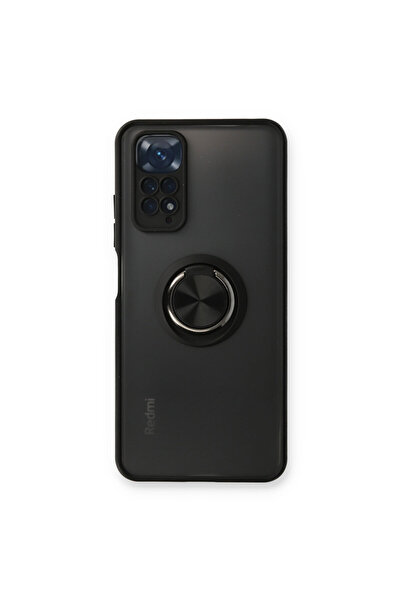 NewFace غطاء حماية سيليكون لهاتف Xiaomi Redmi Note 11 مع حلقة مونتريال - أسود