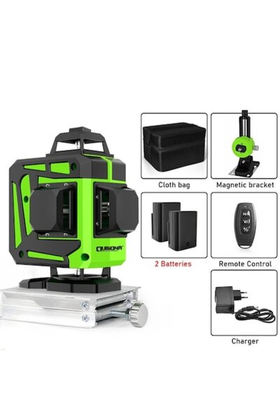OEM Nivelă laser verde profesională cu 16 linii 4D Clubiona 360° cu 2 baterii și telecomandă