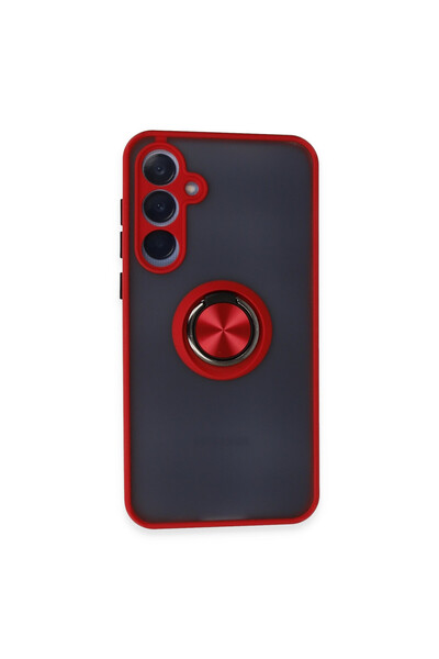 NewFace غطاء حماية سامسونج جالاكسي A25 5G من السيليكون مع حلقة مونتريال - أحمر