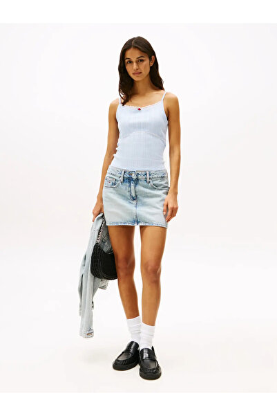 Tommy Hilfiger TJW SLIM SH POINTELL Kadın Mavi T-Shirt