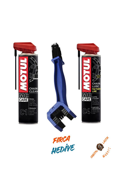 Motul Bakım Seti C1 Zincir Temizleme 400ml + C4 Zincir Yağlama 400ml + Zincir Fırçası