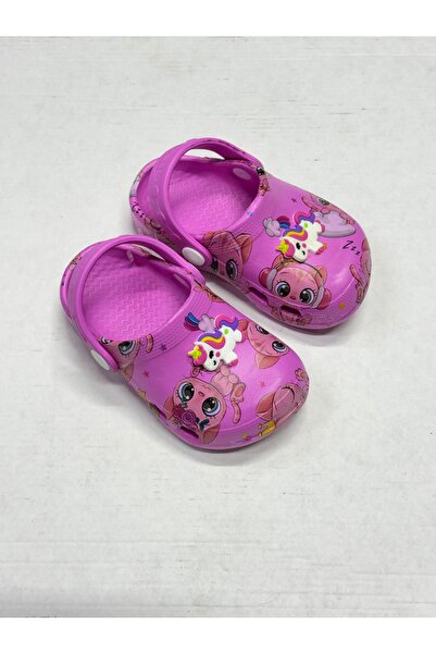 ÇOCUKÇA MODA Kız Çocuk Pembe Unicorn Figürlü Kaydırmaz Taban Terlik Sandalet