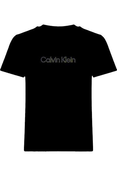 Calvin Klein تي شيرت نسائي أسود من SS CLASSIC FOIL TEE