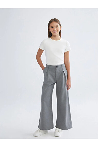 LC Waikiki Lcw kids anthracite wideleg pleated girl's pants