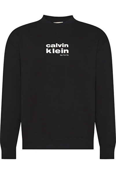 Calvin Klein Pánská černá mikina LS 350FLEECE RETRO GRAPHIC CREW