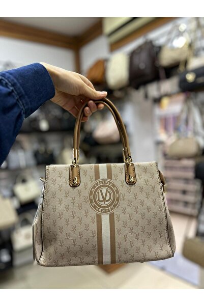 Levidor Khaki Monogram Patterned Women's Handbag -930361