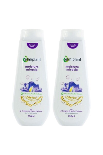 ELMIPLANT Set of 2 x Cream Shower Gel with Iris & Precious Oils, 750 ml