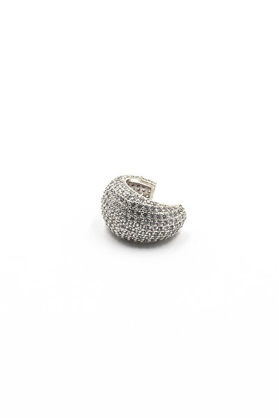 Sose Moda Zirkon Taşlı Kalın Halka Earcuff – Gümüş, Sıkıştırmalı, Anti Alerji...