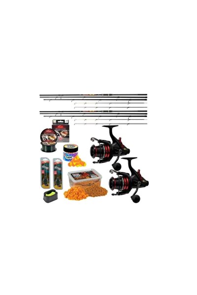 Benzar Set pescuit Classic Method Feeder, 2 lansete de 3.9 m cu 2 mulinete si accesorii