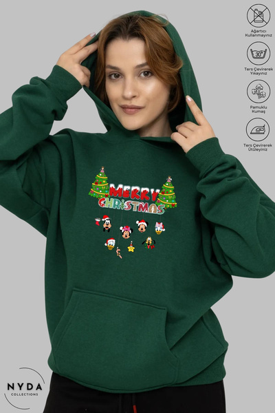 Nyda Collections Unisex Hoodie με μακρύ μανίκι Καλά Χριστούγεννα με τύπωμα με...