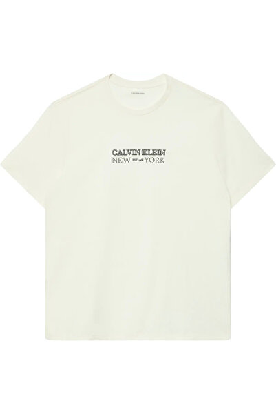 Calvin Klein SS 20S WHSL SP CKLEIN NY GRAPHIC Erkek Krem T-Shirt