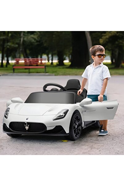 My modern game سيارة كهربائية مازيراتي ببطارية 12 فولت، مقاعد جلدية، عجلة قيادة إسفنجية لون احمر ،أصفر ,أبيض
