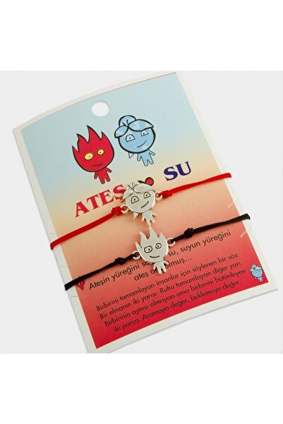 ZERO LAND 1592647739 Fire and Water 2-Pack (194726) Rope Bracelet-Red