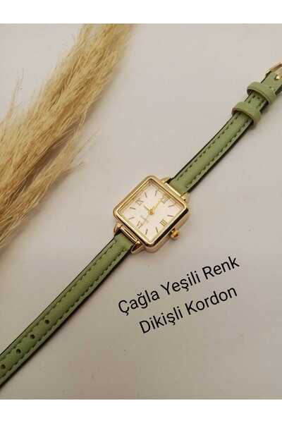 Brality حافظة ذهبية من الفولاذ العتيق ذات اللون الأخضر المخيط بحبل مربع الشكل...