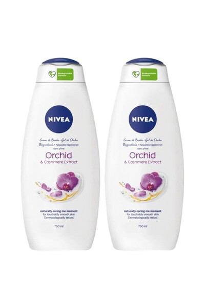 NIVEA Set 2 x Gel de Dus 2 in 1 Orchid & Cashmere, 750 ml