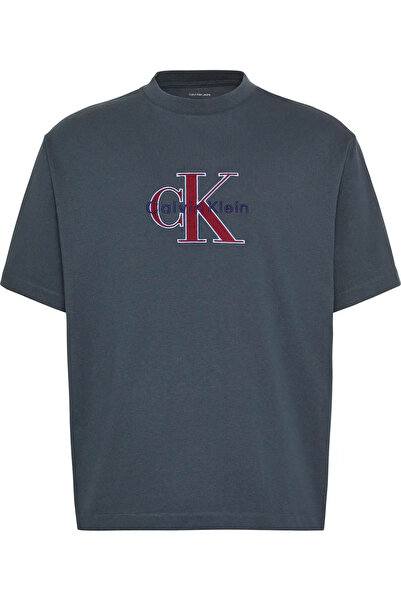 Calvin Klein SS 16S TRICOLOR MONOLOGO GRAPHIC Erkek Gece Mavi T-Shirt
