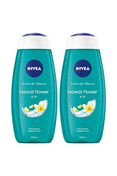 NIVEA Set of 2 x Hawaii Flower & Oil Shower Gel, Plumeria and Oil, 500 ml