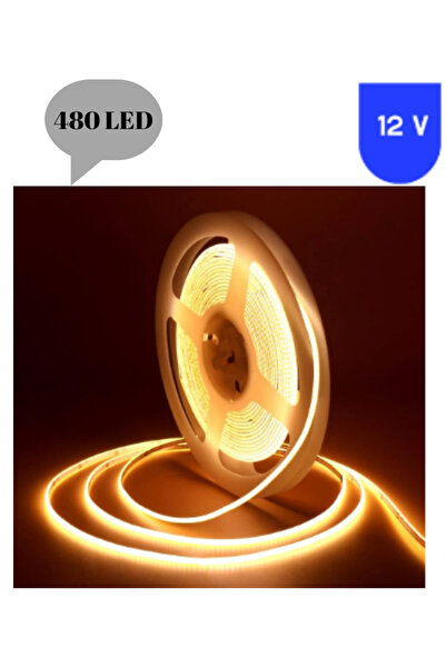 POWERR LED AYDINLATMA 12 Volt 8 mm 480 Ledli Esnek Cob Şerit 3000 K Günışığı ...