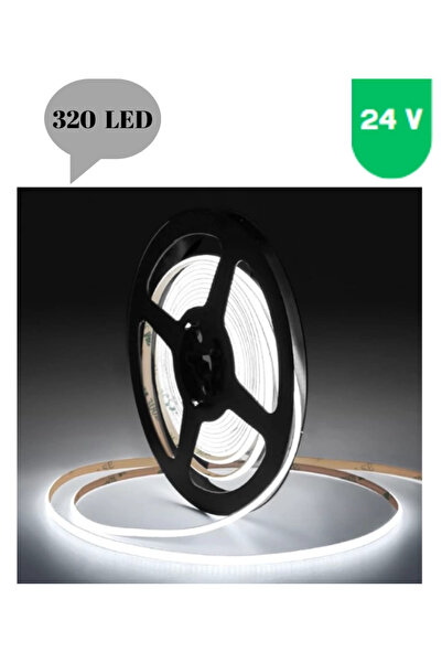 POWERR LED AYDINLATMA 24 Volt 8 mm 320 Ledli Esnek Cob Şerit 6500 K Beyaz İç ...
