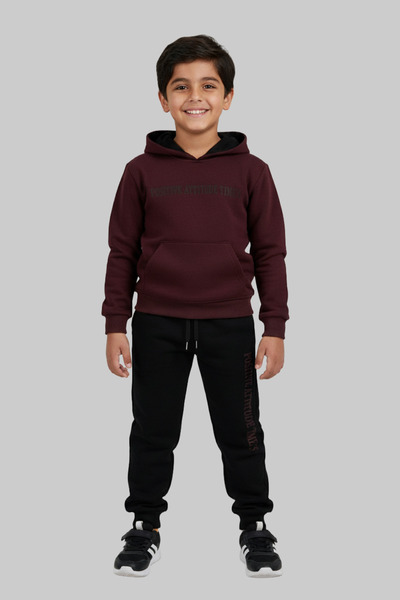 CREATED 4 YOU ترنج ولادي ياتي بـ هودي بوردو وسروال رياضي أسود