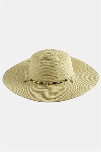 ZERO LAND 1594808739 قبعة من القش مزينة بالخرز (140848) - بني