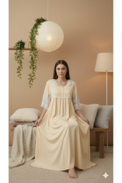 Maison Emarat PREMIUM NIGHT GOWN WITH FLORAL LACE DETAILING