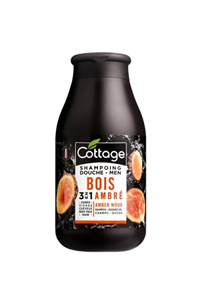 Cottage Set of 2 x Shower Gel for Men, 3 in 1 Amber Wood, 250 ml,