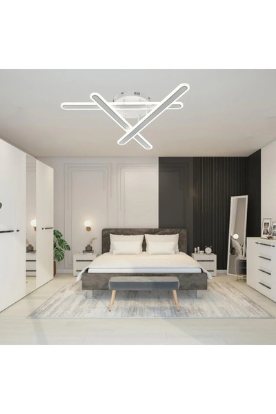 OEM Lustra LED Modernă Albă cu Elemente Cromate și Lumină Reglabilă Renor