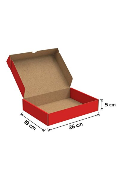Packanya 26x19x5 - 25 Adet - Kırmızı Kilitli E Ticaret Karton Kargo Kutusu (O...