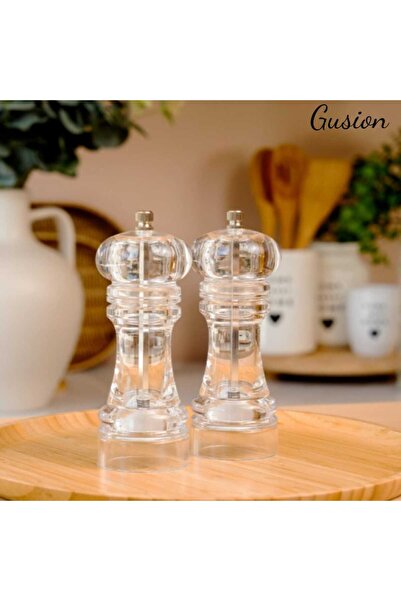 Gusion Akrilik El Değirmeni 18 cm 1 Adet Şeffaf İnce Kalın Öğütme Tuz Karabib...