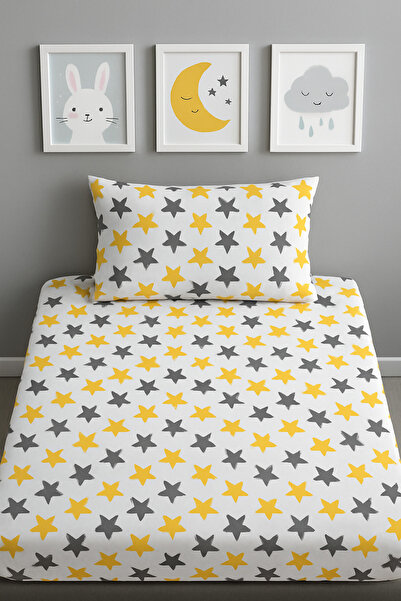 GOOD MORNİNG PAMUKKALE Cearșaf elastic cu model de stea pentru o persoană + h...