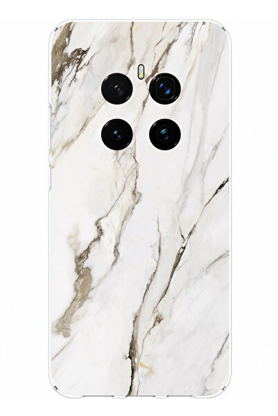 TechTree حافظة سيليكون متوافقة مع Honor Magic 7 PRO باللون الأبيض الرخامي مطبوع