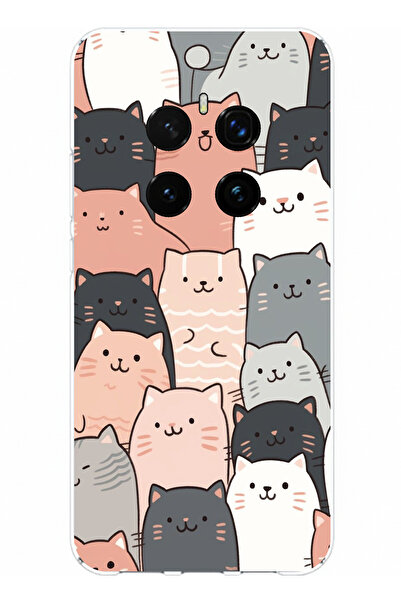 TechTree حافظة سيليكون مطبوع متوافقة مع هاتف Honor Magic 7 PRO بتصميم القطط ا...