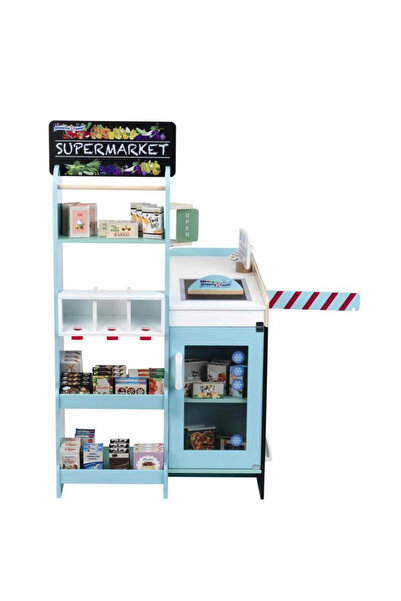 lowell home مجموعة ألعاب السوبر ماركت الخشبية