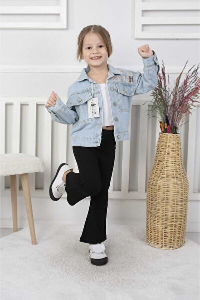 CANAN ÇAKMAK Kız Çocuk moonch Desenli Kot Ceket