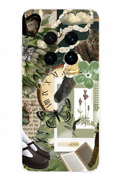 TechTree حافظة سيليكون متوافقة مع Honor Magic 7 PRO باللون الأخضر الجمالي مطبوع