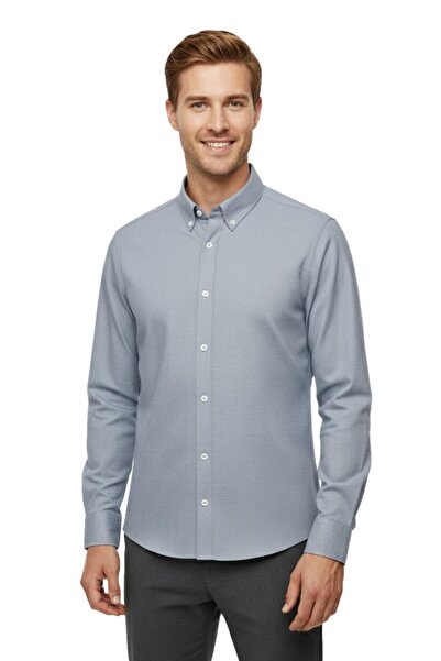 KAMER Men's Classic Single Pocket Long Sleeve Shirt 4070 Bgl-St04992