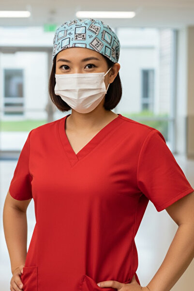 Lion Üniforma Atari Desenli Cerrahi Bone Unisex – Likralı Doktor Hemşire Hast...