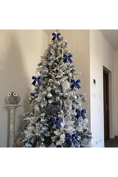 ZUMRANKA 🎀 6lı Takım Yılbaşı Çam Ağacı Süsü Dekoratif Kurdele Fiyonk 12x13 cm