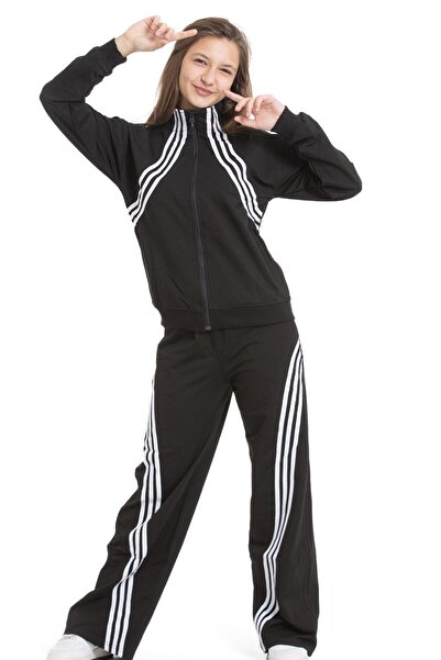 ASYAKİDS CLUB Set de trening sport pentru fete cu guler ridicat fermoare bumb...